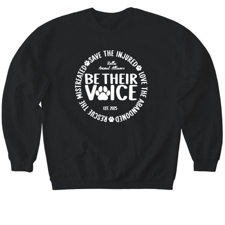 Be Their Voice, a Black Softstyle Crewneck Sweatshirt