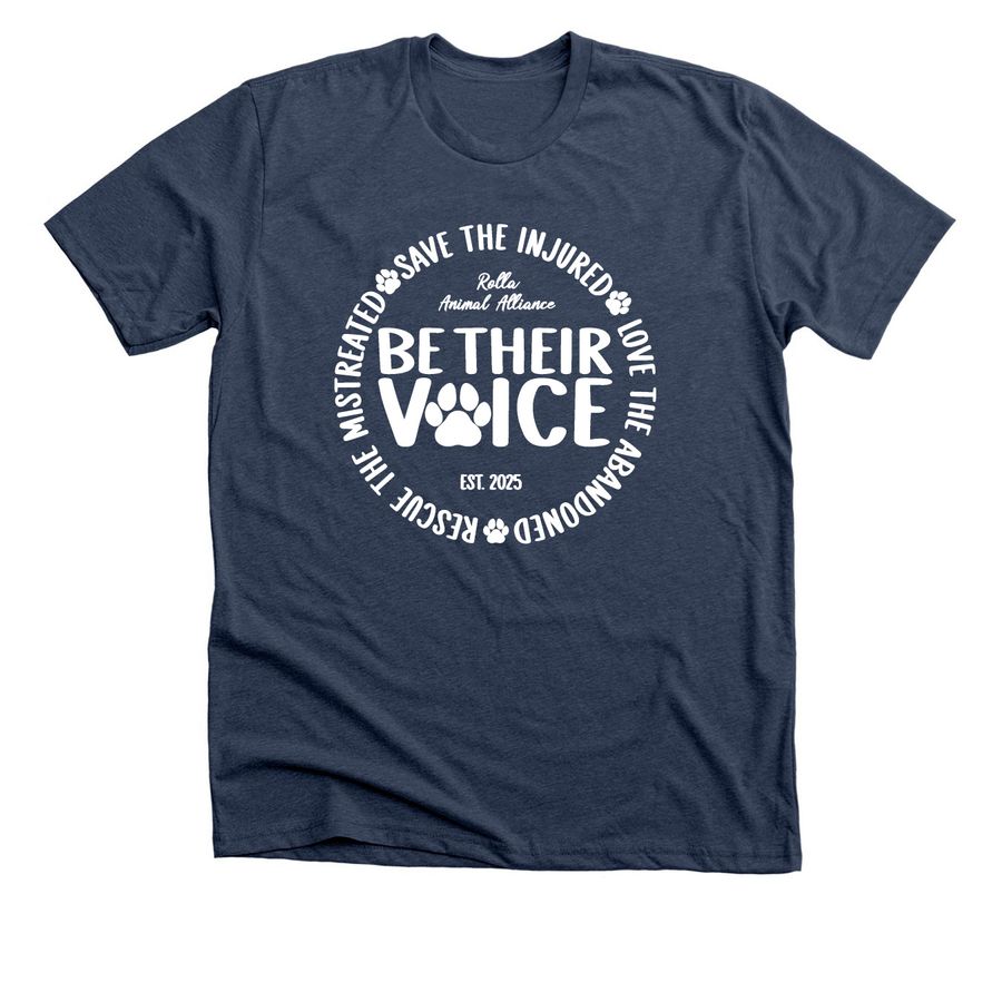 Be Their Voice, a Heather Navy Premium Unisex Tee