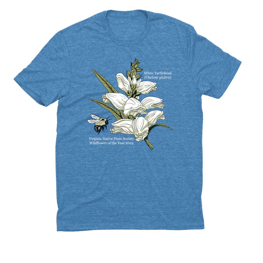 White Turtlehead - Light Font, a Azure Blue Allmade Eco Triblend Unisex Tee
