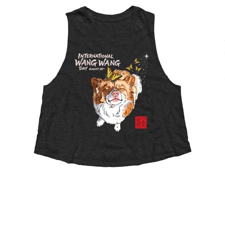 WANG WANG, a Dark Grey Heather Women?s Cropped Racerback Tank