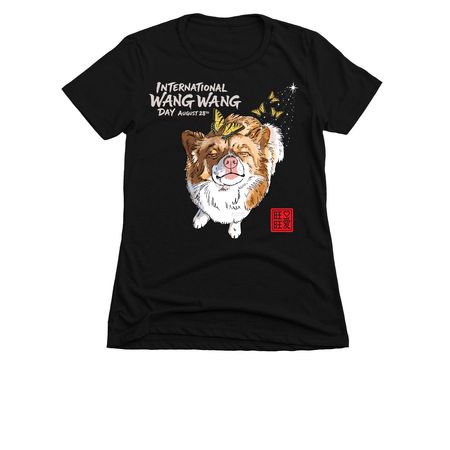 WANG WANG, a Black Women's Slim Fit Tee