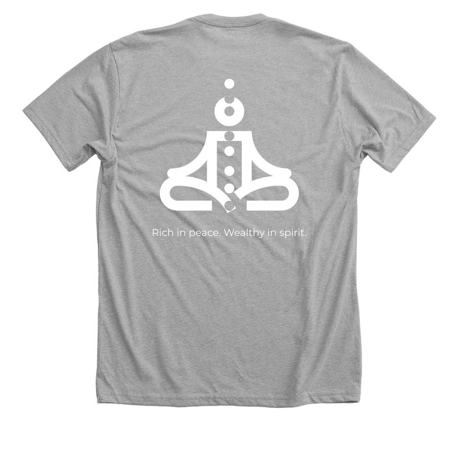 Calm is currency, a Athletic Heather Premium Unisex Tee (back-view)