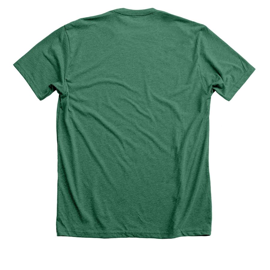 Paws and give thanks&nbsp;, a Heather Grass Green Premium Unisex Tee (back-view)