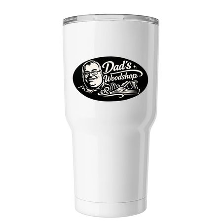 Dad's Woodshop Tumbler, a White Insulated Tumbler