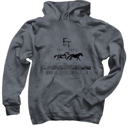 ET Fast Horses Hoodie, a Dark Heather Pullover Hoodie