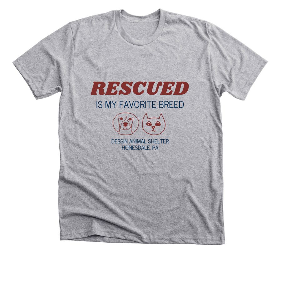 Rescued Is My Favorite Breed Tee, a Athletic Heather Premium Unisex Tee