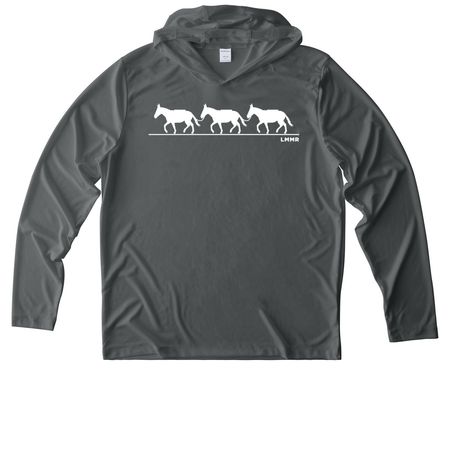 Packin' Mule Activewear, a Dark Smoke Grey UV Performance Long Sleeve Hoodie