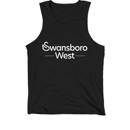 Swansboro West T-Shirts - White Logo on Front, a Black Premium Cotton Tank
