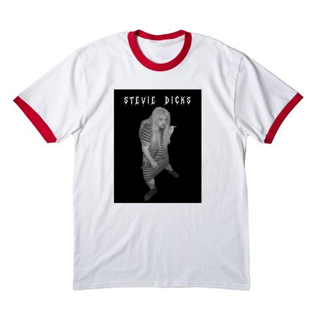 Stevie D Hot Mess, a White/ Red Cotton Ringer Tee
