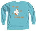The Life of a Rescue Girl - Cat, a Lagoon Comfort Colors Long Sleeve Tee (back-view)