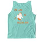The Life of a Rescue Girl - Cat, a Chalky Mint Comfort Colors Tank Top (back-view)