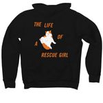 The Life of a Rescue Girl - Cat, a Black Premium Pullover Hoodie (back-view)