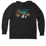 M?lama Hawai?i's Seabirds with Large Logo, a Space Black Allmade Eco Triblend Hoodie Tee (back-view)