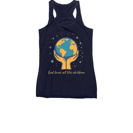 God loves all His Children, a Navy Women's Racerback
