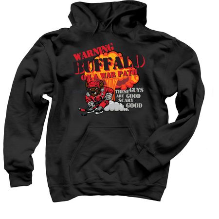 Buffalo on the War Path, a Black Pullover Hoodie