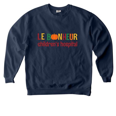 Le Bonheur Pumpkin, a True Navy Comfort Colors Crewneck Sweatshirt
