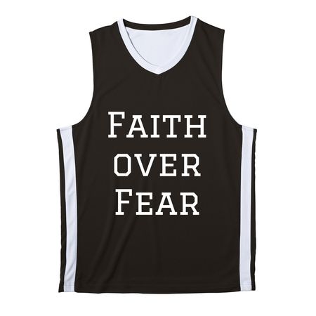 Faith Over Fear Athletic Apparel, a Black/ White Reversible Basketball Jersey