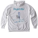 "To Get The 1" Collection, a White Comfort Colors Pullover Hoodie (back-view)