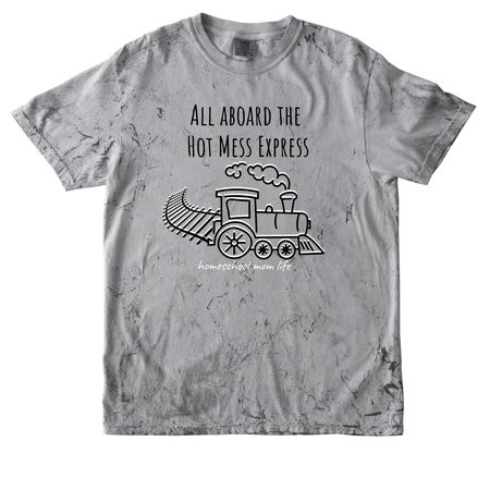 All Aboard the Hot Mess Express, a Smoke Comfort Colors Colorblast Tee