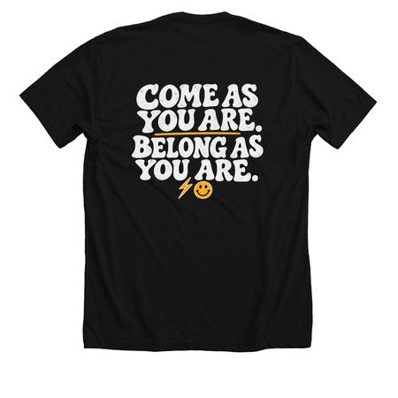 DARK: COME AS YOU ARE, a Solid Black Blend Premium Unisex Tee (back-view)