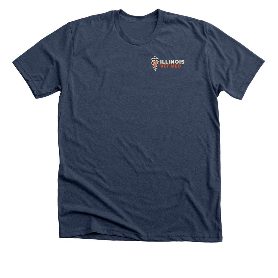 Illinois SAVMA Tailgate shirt, a Heather Navy Premium Unisex Tee