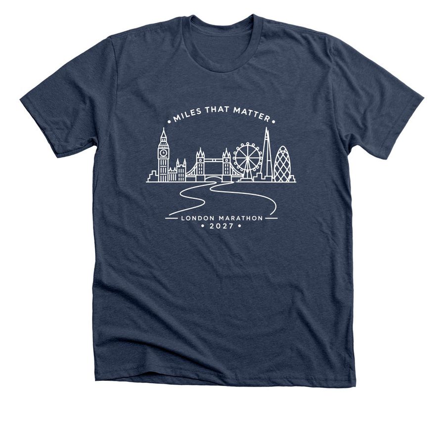 WCRF London Marathon Charity Fundraiser, a Heather Navy Premium Unisex Tee