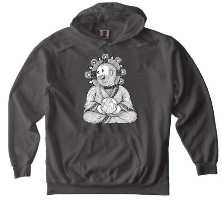 Earth-Holder BuddhaGang Bodhisattva, a Pepper Comfort Colors Pullover Hoodie