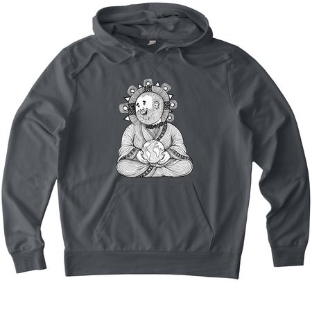 Earth-Holder BuddhaGang Bodhisattva, a Terrain Grey Allmade Organic French Terry Pullover Hoodie