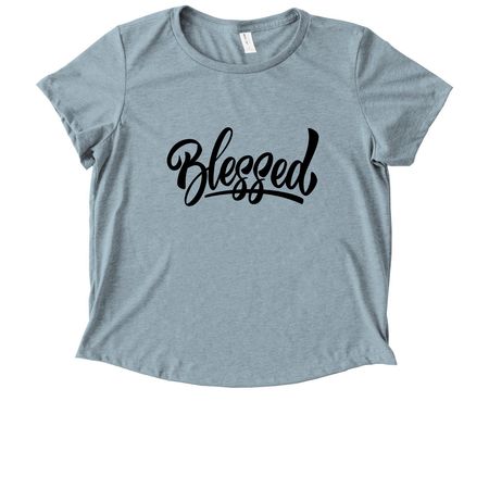 Ladies Crops - BLESSED, a I Like You Blue Allmade Eco Triblend Women?s Scoop Neck Tee