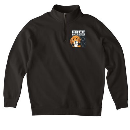 FREE THE RIDGLAN BEAGLES, a Black Midweight Quarter Zip Pullover