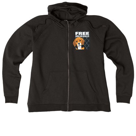 FREE THE RIDGLAN BEAGLES, a Deep Black Allmade Women?s Organic CVC Zip-Up Hoodie
