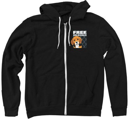 FREE THE RIDGLAN BEAGLES, a Black Zip Up Hoodie