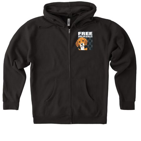 FREE THE RIDGLAN BEAGLES, a Black Heavyweight Zip Up Hoodie