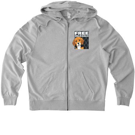 FREE THE RIDGLAN BEAGLES, a Granite Grey Heather Allmade Organic French Terry Zip Up Hoodie