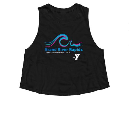 Rapids Tanks, a Solid Black Blend Women?s Cropped Racerback Tank