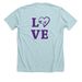 Love CdLS, a Heather Ice Blue Premium Unisex Tee (back-view)