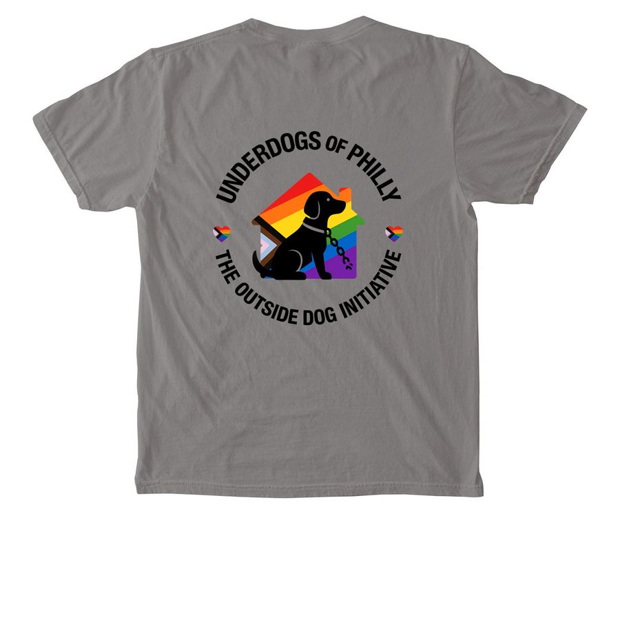 Underdogs Pride Merch, a Grey Comfort Colors Pocket Tee (back-view)