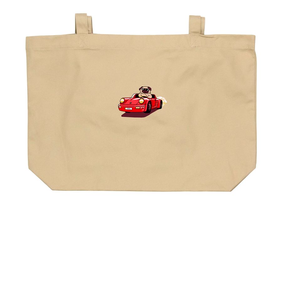 Pugsche Driver Tote Bags, a Oyster Large Organic Cotton Tote Bag