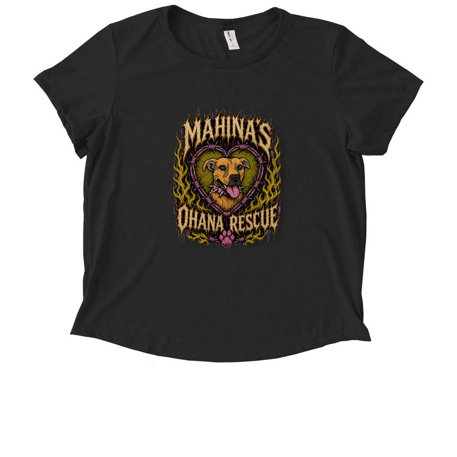 Ladies ?Mahina?s Ohana Rescue? hardcore tees, a Deep Black Allmade Eco Triblend Women?s Scoop Neck Tee