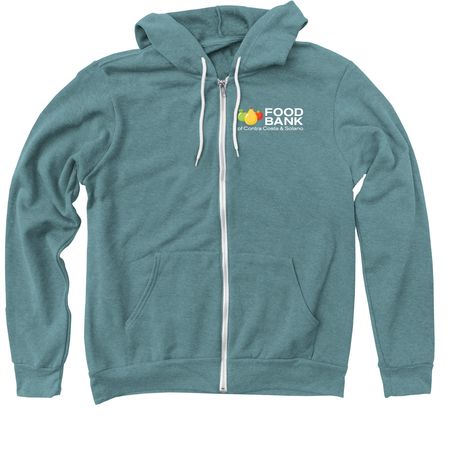 Hunger Action Heroes - Back Design&nbsp;, a Heather Deep Teal Zip Up Hoodie (back-view)