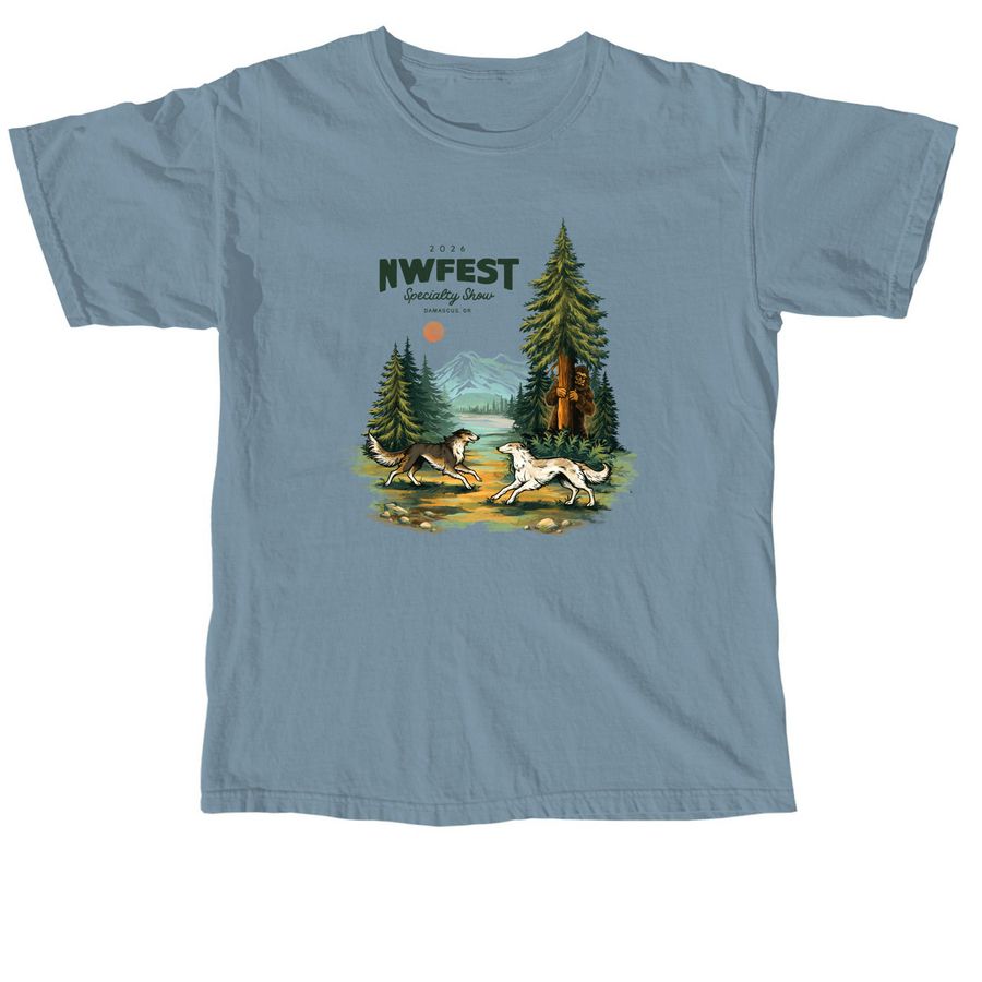 NWFest 2026: Front Logo with Coat Swatch 3, a Ice Blue Comfort Colors Unisex Tee