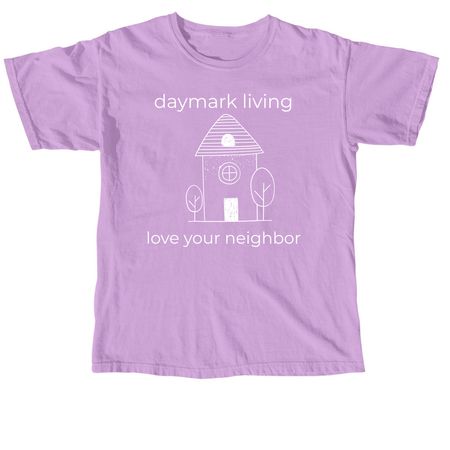 Love your neighbor, a Neon Violet Comfort Colors Unisex Tee