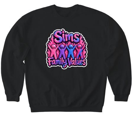 Sims Family Values, a Black Softstyle Crewneck Sweatshirt
