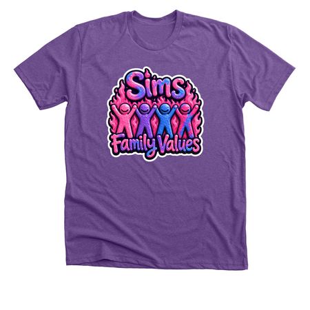 Sims Family Values, a Heather Team Purple Premium Unisex Tee