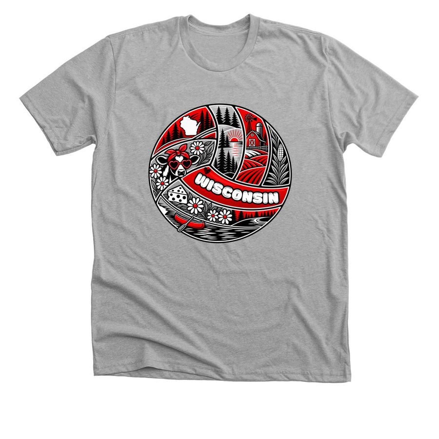 TEAM FAVORITE (VOLLEYBALL PANELS), a Athletic Heather Premium Unisex Tee