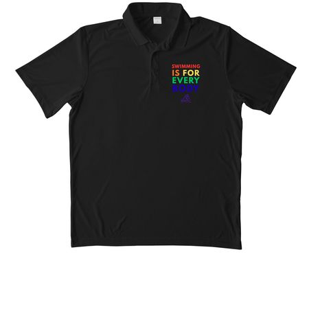 swimming is for every body polo, a Black Unisex Performance Polo