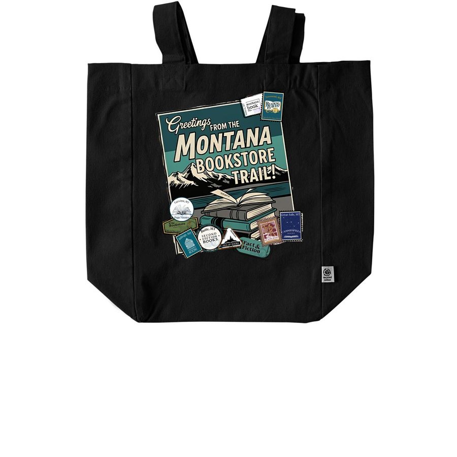 Tote-ally Bookish: The Official Montana Books, a Black Recycled Cotton Tote Bag
