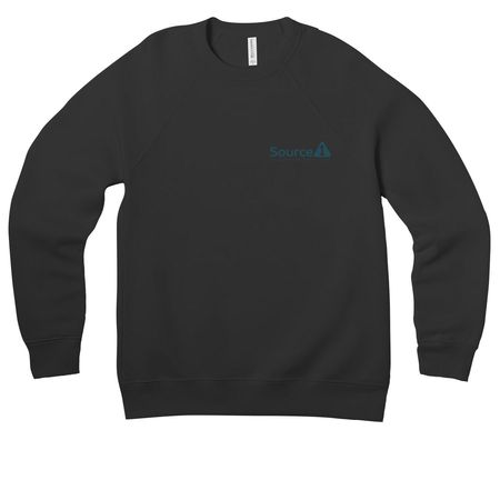 Source 1, a Black Premium Raglan Crewneck Sweatshirt