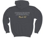 School Shirts, a Charcoal Youth Pullover Hoodie (back-view)