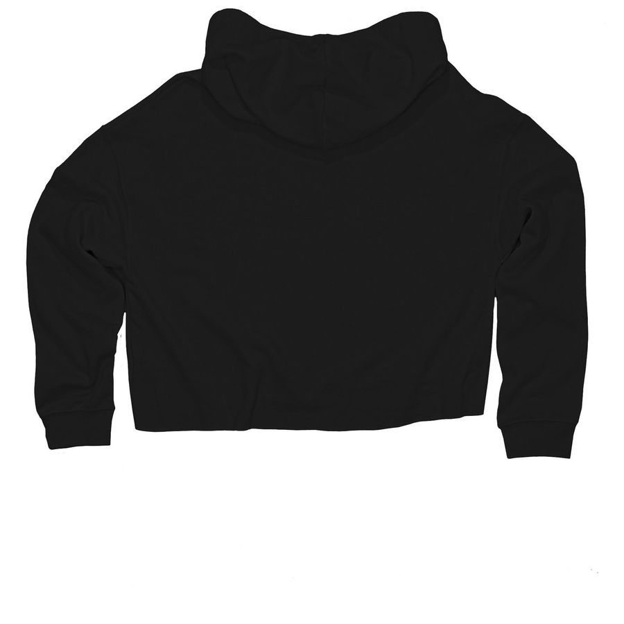 nothing if not dramatic (white text), a Black Women?s Lightweight Cropped Hoodie (back-view)
